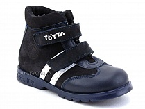121-2,12,9 Тотто (Totto), ботинки детские утепленные ортопедические профилактические, кожа, нубук, синий, белый. в Саратове