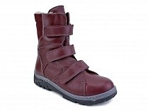 285б (22-31) Аквелла (Akwella), ботинки  детские ортопедические с высоким берцем, демисезонные, ворсин, кожа, бордовый в Саратове