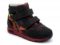 092-11 Бос (Bos), ботинки детские ортопедические профилактические, не утепленные, кожа, нубук, черный, красный в Саратове
