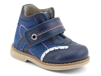 202-3 Твики (Twiki), ботинки демисезонные детские ортопедические профилактические на флисе, флис, кожа, нубук, синий 