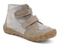 201-191,138 Тотто (Totto), ботинки демисезонние детские профилактические на байке, кожа, серо-бежевый в Саратове