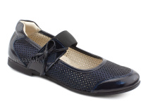 0015-500-0076 (37-40) Джойшуз (Djoyshoes), туфли Подростковые ортопедические профилактические, кожа перфорированная, темно-синий  