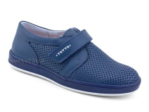 30024-702 Тотто (Totto), туфли школьные ортопедические профилактические, кожа перфорированная, синий в Саратове