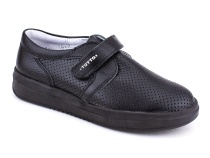 30024-701 Тотто (Totto), туфли школьные ортопедические профилактические перфорированная, кожа, чёрный в Саратове