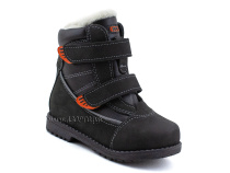 151-13   Бос(Bos), ботинки детские зимние профилактические, натуральная шерсть, кожа, нубук, черный, оранжевый в Саратове