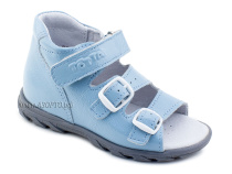 0313-9-603 Тотто (Totto), сандалии детские открытые ортопедические профилактические, кожа, голубой в Саратове