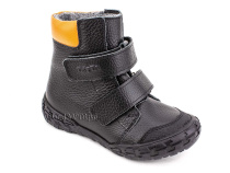338-701,15 Тотто (Totto) ботинки детские  ортопедические профилактические, байка, кожа, черный, оранжевый в Саратове