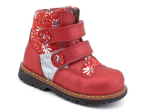 2031-13 Миниколор (Minicolor), ботинки детские ортопедические профилактические утеплённые, кожа, байка, красный в Саратове