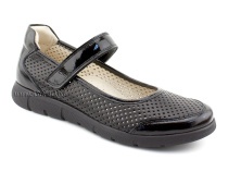 0026-178-043 (37-40) Джойшуз (Djoyshoes), туфли подростковые ортопедические профилактические, кожа перфорированная, черный  в Саратове